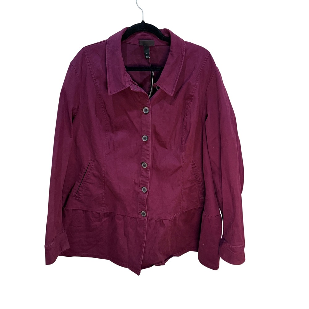 Lane Bryant Berry Tone Button Front Peplum Jacket Women's Size 20 Quiet Luxury